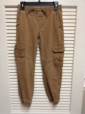 RGSTR Cargo Jogger Youth Large Tan Stretch Utility Drawstring Cotton Streetwear